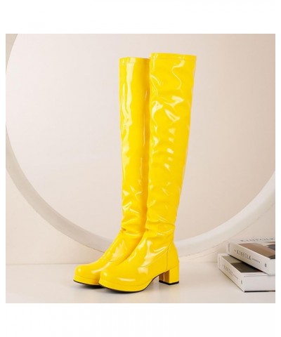 Women's PU Leather Over The Knee Boots Stretch Sexy Legs High Heel Boots Fashion Pointed-Toe Side Zipper Winter Boots for Dai...