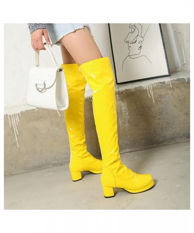 Women's PU Leather Over The Knee Boots Stretch Sexy Legs High Heel Boots Fashion Pointed-Toe Side Zipper Winter Boots for Dai...