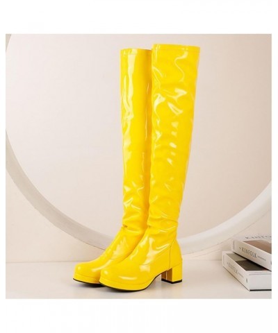 Women's PU Leather Over The Knee Boots Stretch Sexy Legs High Heel Boots Fashion Pointed-Toe Side Zipper Winter Boots for Dai...