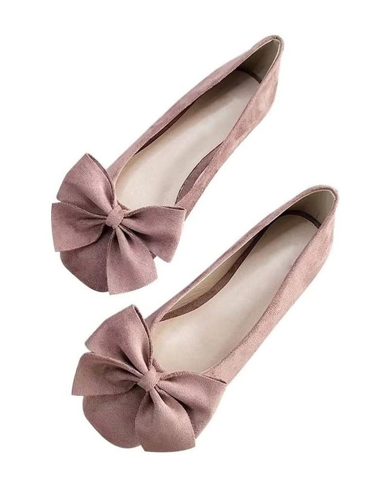 Women's Flats Comfortable Square Toe Bowknot Ballet Flats Slip On Casual Flats B Lotus Root $11.19 Flats