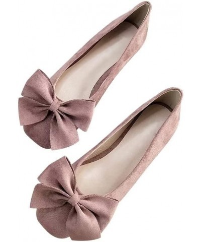 Women's Flats Comfortable Square Toe Bowknot Ballet Flats Slip On Casual Flats B Lotus Root $11.19 Flats