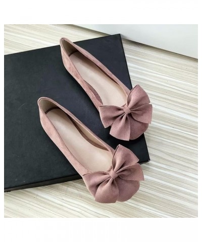 Women's Flats Comfortable Square Toe Bowknot Ballet Flats Slip On Casual Flats B Lotus Root $11.19 Flats