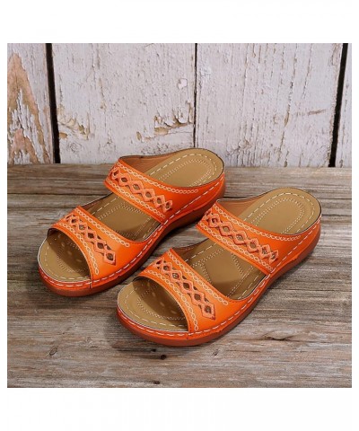 Orthopedic Sandals for Women, Womens Sandals Comfortable Arch Support Casual Open Toe Slip-on Flat Sandals Slippers Orange $1...