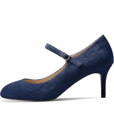 Women's Round Toe Pumps Mary Janes 2.5 Inch Mid Heel Dress Shoes Wedding Office Party Classic US Size 5-13 Suede Navy $40.49 ...