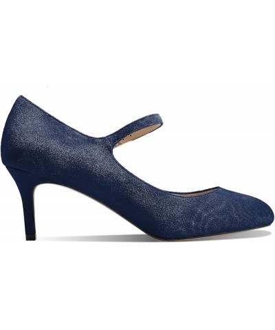 Women's Round Toe Pumps Mary Janes 2.5 Inch Mid Heel Dress Shoes Wedding Office Party Classic US Size 5-13 Suede Navy $40.49 ...