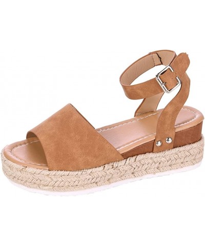 Platform Wedges Slippers Women Sandals 2021 New Female Shoes Fashion Peep Toe Anti-Slip Shoes 39 Brown1 $18.45 Sandals