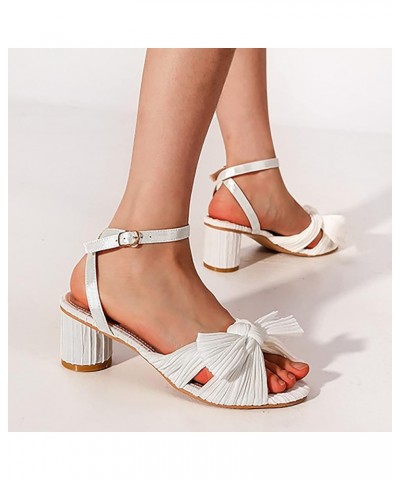 Women's Low Heels Open Toe Fashion Comfy Platform Heels for Daily Casual Dressy Wedding Party Evening Sandals Ao1-white $26.9...