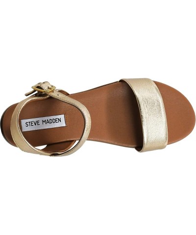 Women's Dina Flat Sandal Gold Leather $31.18 Sandals