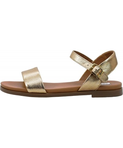 Women's Dina Flat Sandal Gold Leather $31.18 Sandals