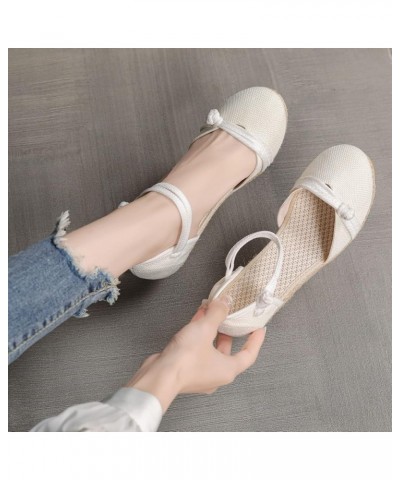 Wedge Sandals for Women Elastic Ankle Strap Low Platform Wedge Sandals Open Toe Dress Platform Shoes Dressy E-white $14.05 Sa...