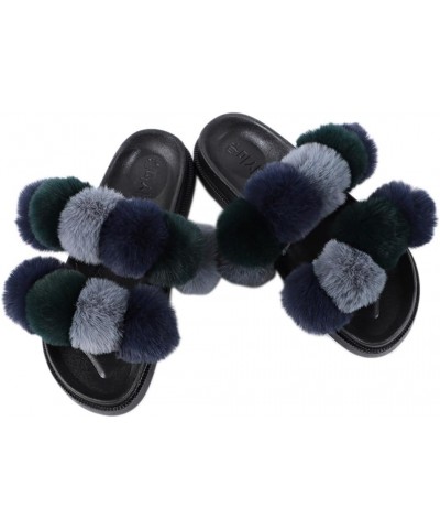 Women's Open Toe Pom Pom Ball Fluffy Slippers – Fashion Fuzzy Faux Flat Slides for Indoor/Outdoor Use $12.61 Slippers