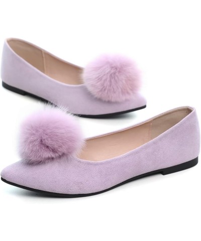 Women's Ballet Flats Fashion Pointed Toe Dress Flats Soft Suede Flat Shoes Casual Plush Ball Slip On Walking Shoes A Konjac P...