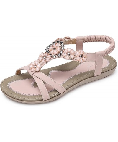 Flat Sandals for Women Dressy: Summer Comfortable Ankle Strap Womens Sandal 239 Cream Pink $21.72 Sandals