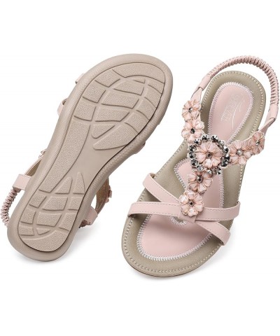 Flat Sandals for Women Dressy: Summer Comfortable Ankle Strap Womens Sandal 239 Cream Pink $21.72 Sandals