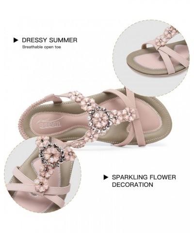 Flat Sandals for Women Dressy: Summer Comfortable Ankle Strap Womens Sandal 239 Cream Pink $21.72 Sandals