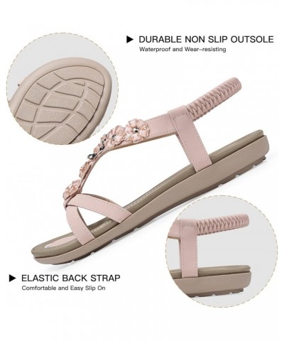 Flat Sandals for Women Dressy: Summer Comfortable Ankle Strap Womens Sandal 239 Cream Pink $21.72 Sandals