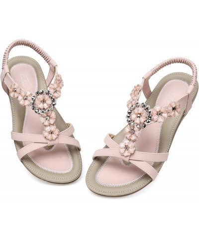 Flat Sandals for Women Dressy: Summer Comfortable Ankle Strap Womens Sandal 239 Cream Pink $21.72 Sandals