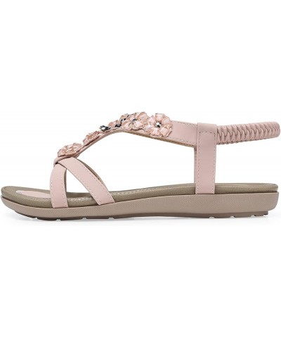 Flat Sandals for Women Dressy: Summer Comfortable Ankle Strap Womens Sandal 239 Cream Pink $21.72 Sandals