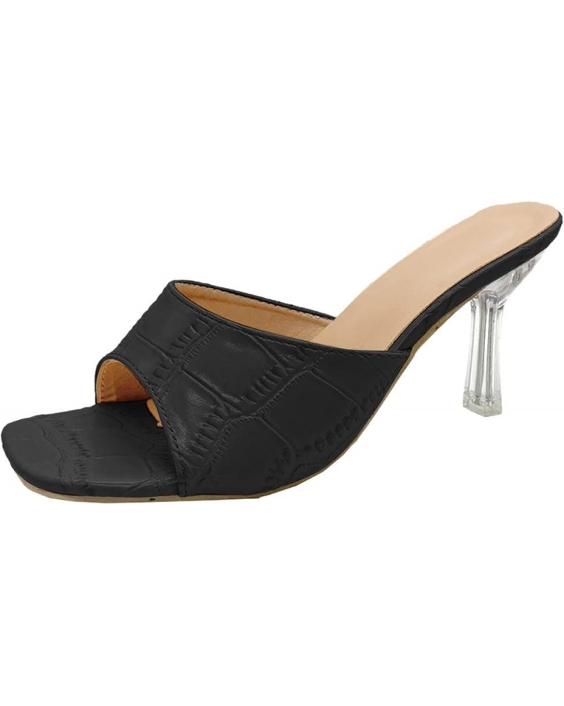 pointed toe heels for women,Womens Mesh Fashion Casual Sandals Chunky Heel High Heel Sandals Z 15-black $11.30 Sandals