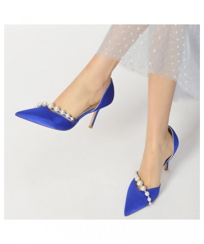 Women Pointed Toe High Heel Pumps Slip On Pearl Wedding Bridal Shoes Sexy Stiletto Party Sandles Burgundy $36.74 Pumps