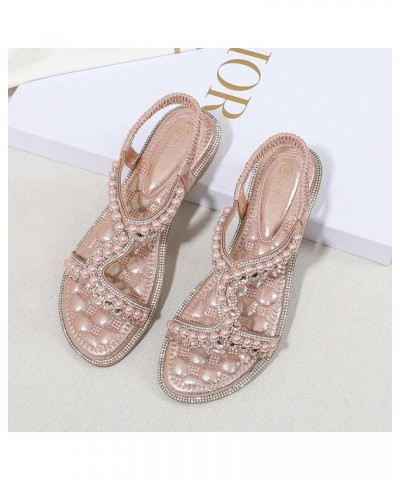 Women Platform Sandals Slippers Summer Open Toe Low Block Slingback Sandal Pump Sandals Holiday Dress Pumps Shoes Pink $17.84...