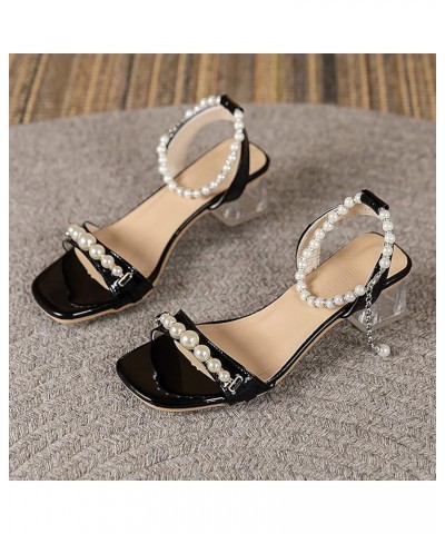 Closed Toe Heeled sandals Women Dressy sandals Comfy Heels sandals Women Fashion Wide Closed Toe Heeled sandals Women Black-j...