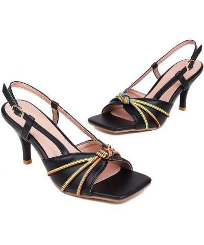 Women Square toe Sandals Heels for Women Vintage High Heels Slingback Sandals 3.35 inches Heels Dress Sandals Black $23.37 Sa...