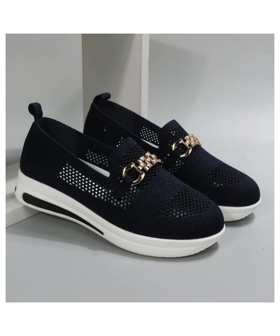 Flat Heel Casual Shoes Metal Chain Decor Solid Color Low Top Round Toe Mesh Sneakers Ladies Fashion Breathable Round Toe Thic...