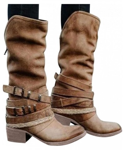 Boots for Women Fashion Over The Knee Boots Comfy Knee High Heel Boots Winter Cowgirl Riding Fall Boots Women $25.51 Boots