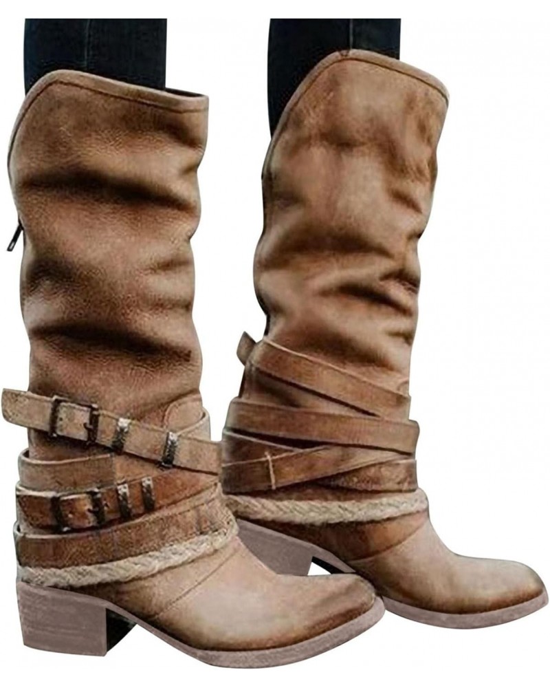 Boots for Women Fashion Over The Knee Boots Comfy Knee High Heel Boots Winter Cowgirl Riding Fall Boots Women $25.51 Boots