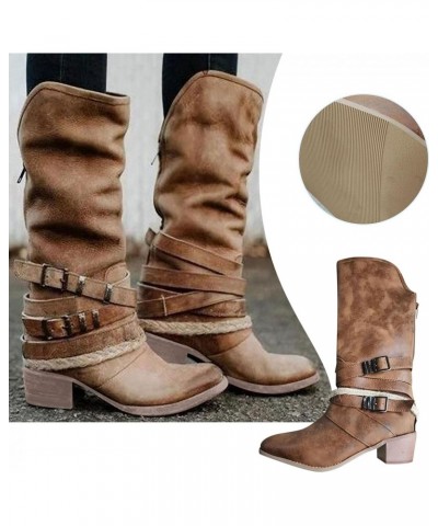 Boots for Women Fashion Over The Knee Boots Comfy Knee High Heel Boots Winter Cowgirl Riding Fall Boots Women $25.51 Boots