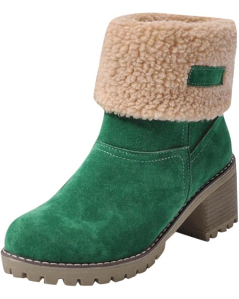 Winter Boots For Women Slip On Shoes Comfortable Outdoor Fur Lined Lining Warm Snow Boots Waterproof Ankle Booties Z02-green ...