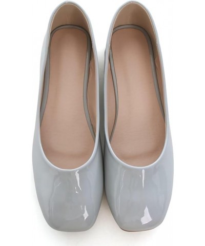 Flats for Women Fashion Square Toe Dress Flats Soft PU Flats Comfortable Slip On Work Shoes Bright Pu Gray $14.82 Flats