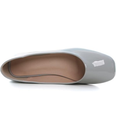 Flats for Women Fashion Square Toe Dress Flats Soft PU Flats Comfortable Slip On Work Shoes Bright Pu Gray $14.82 Flats