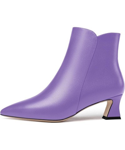 Womens Solid Office Matte Zip Pointed Toe Cold Weather Kitten Low Heel Ankle High Boots 2 Inch Lavender $43.84 Boots