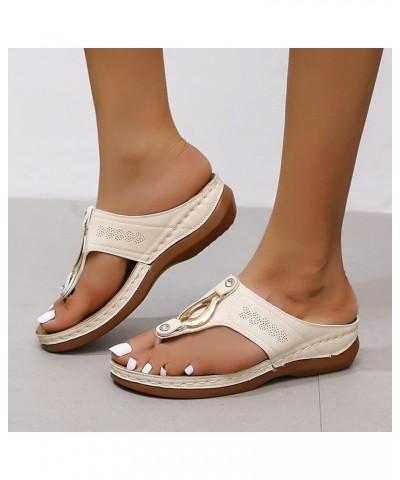 Orthopedic Sandals For Women Wedge Shoes Comfortable Womens Wedge Sandals For Summer Flip Flops Casual Walking Wedges Beige $...