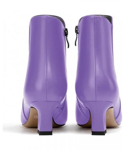 Womens Solid Office Matte Zip Pointed Toe Cold Weather Kitten Low Heel Ankle High Boots 2 Inch Lavender $43.84 Boots