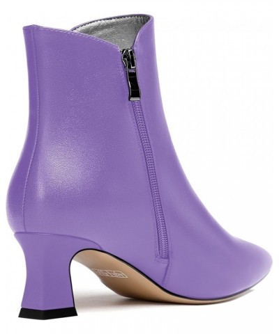 Womens Solid Office Matte Zip Pointed Toe Cold Weather Kitten Low Heel Ankle High Boots 2 Inch Lavender $43.84 Boots