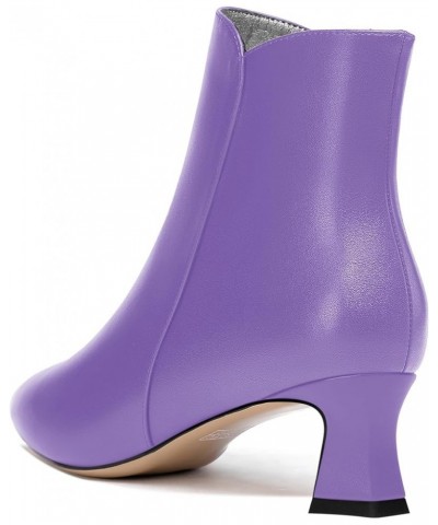 Womens Solid Office Matte Zip Pointed Toe Cold Weather Kitten Low Heel Ankle High Boots 2 Inch Lavender $43.84 Boots