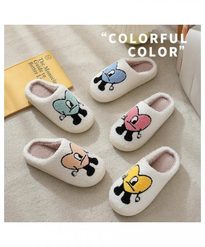 2 Pairs of Cute Cartoon Heart-Shaped Embroidered Slippers Winter Warm Indoor Bedroom Shoes Anti Slip Winter Warm Household Ca...