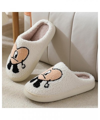 2 Pairs of Cute Cartoon Heart-Shaped Embroidered Slippers Winter Warm Indoor Bedroom Shoes Anti Slip Winter Warm Household Ca...