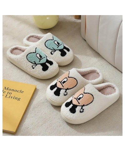 2 Pairs of Cute Cartoon Heart-Shaped Embroidered Slippers Winter Warm Indoor Bedroom Shoes Anti Slip Winter Warm Household Ca...