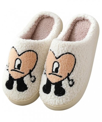 2 Pairs of Cute Cartoon Heart-Shaped Embroidered Slippers Winter Warm Indoor Bedroom Shoes Anti Slip Winter Warm Household Ca...