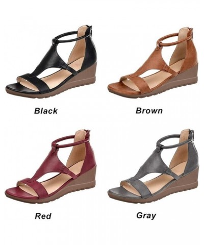 Wedge Heels for Women Sexy Open Toe, Ankle Strap Heels Summer Breathable Beach Sandals Platform Wedges Casual Shoes Pure Colo...