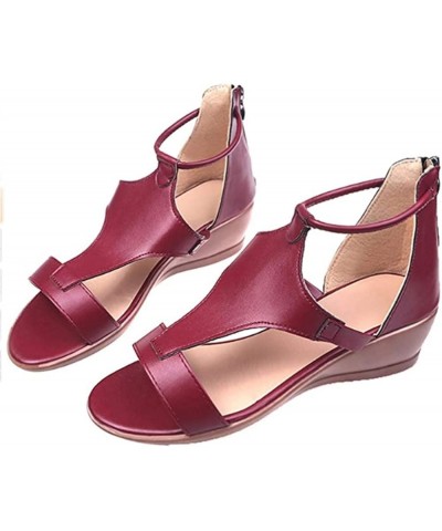 Wedge Heels for Women Sexy Open Toe, Ankle Strap Heels Summer Breathable Beach Sandals Platform Wedges Casual Shoes Pure Colo...