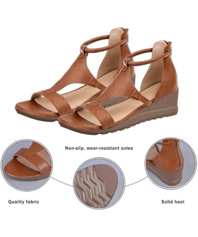 Wedge Heels for Women Sexy Open Toe, Ankle Strap Heels Summer Breathable Beach Sandals Platform Wedges Casual Shoes Pure Colo...