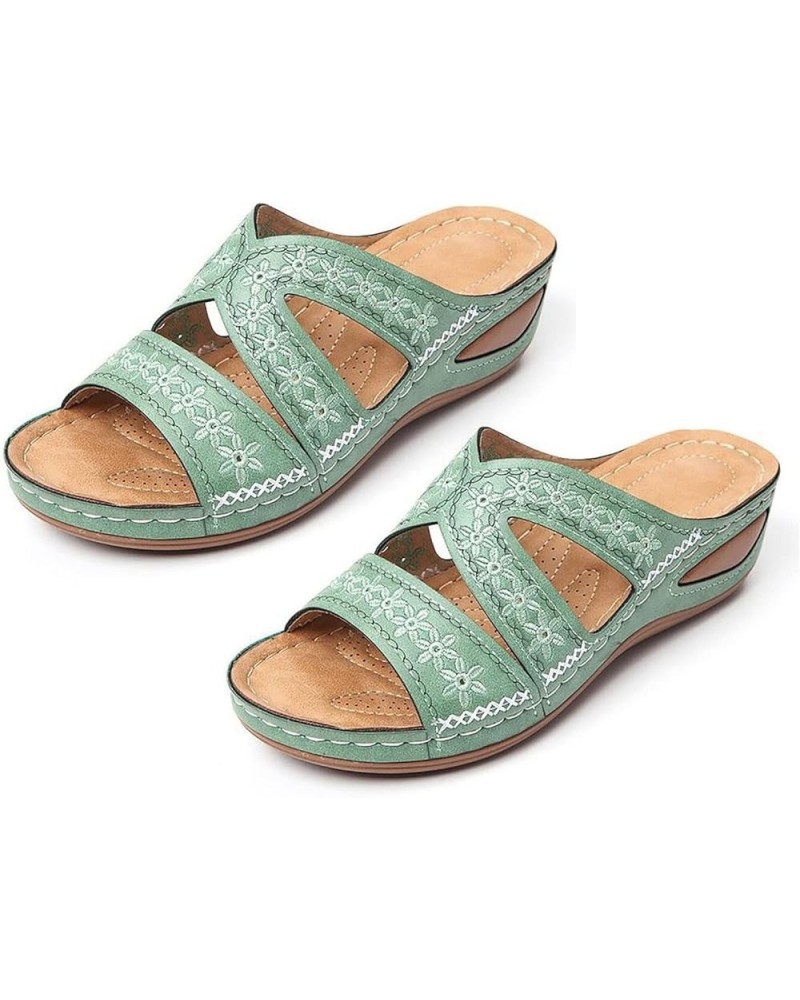 Wedges Sandals Vintage Solid Color Casual Summer Shoes Lightweight Breathable Green $9.98 Sandals