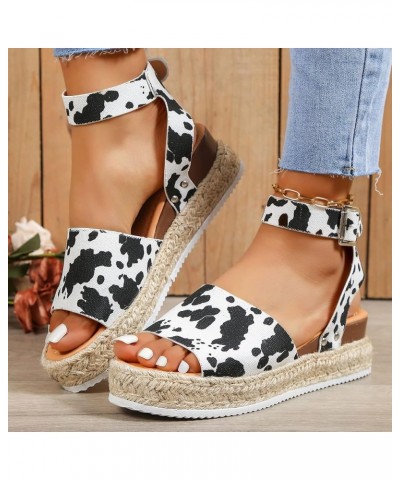 wedge sandals for women dressy, Women's Casual Thick Bottom Horizontal Strap Sandals Wedge Sandals Z 05-white $12.64 Sandals