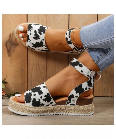 wedge sandals for women dressy, Women's Casual Thick Bottom Horizontal Strap Sandals Wedge Sandals Z 05-white $12.64 Sandals