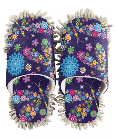 Bright Flower Butterfly Mop Slippers Indoor Floor Dust Cleaning Kitchen Mopping Slippers Boots Size:5-8/9-12 $11.04 Slippers